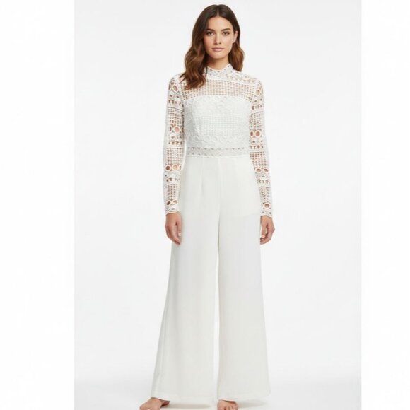 Love x Design Pants - Love x Design Cut-Out Jumpsuit Women Size M White Long Sleeve FOR REPAIR